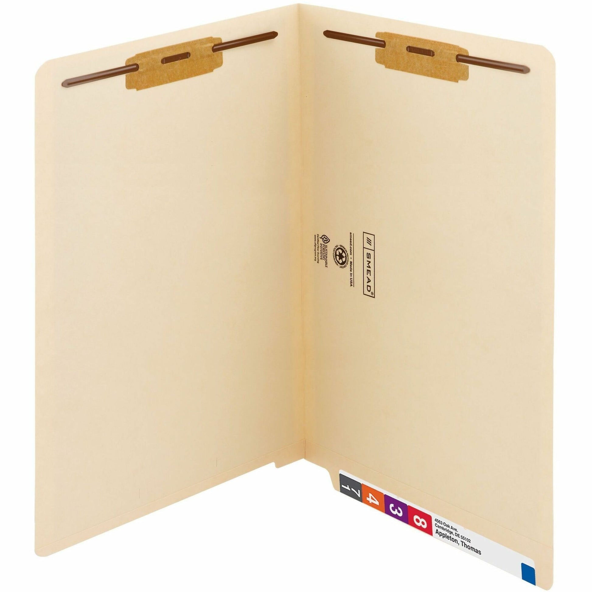 Smead Straight Tab Cut Legal Recycled Fastener Folder