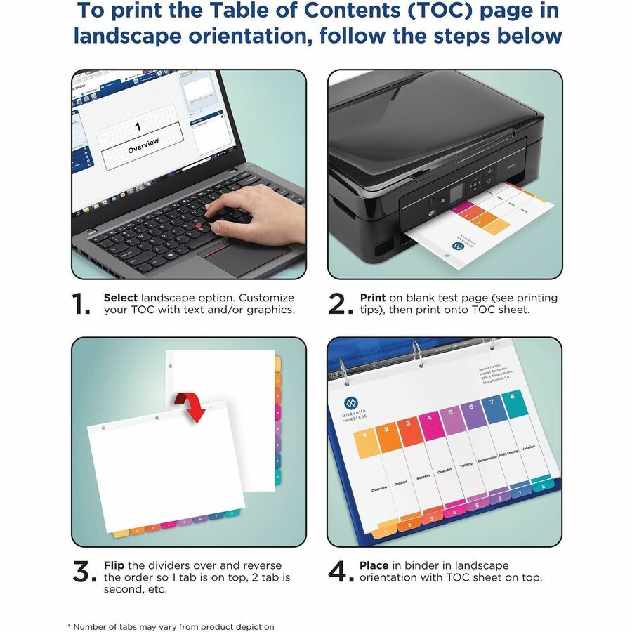 Avery&reg; Ready Index&reg; Table of Content Dividersfor Laser and Inkjet Printers, 12 tabs - 11141