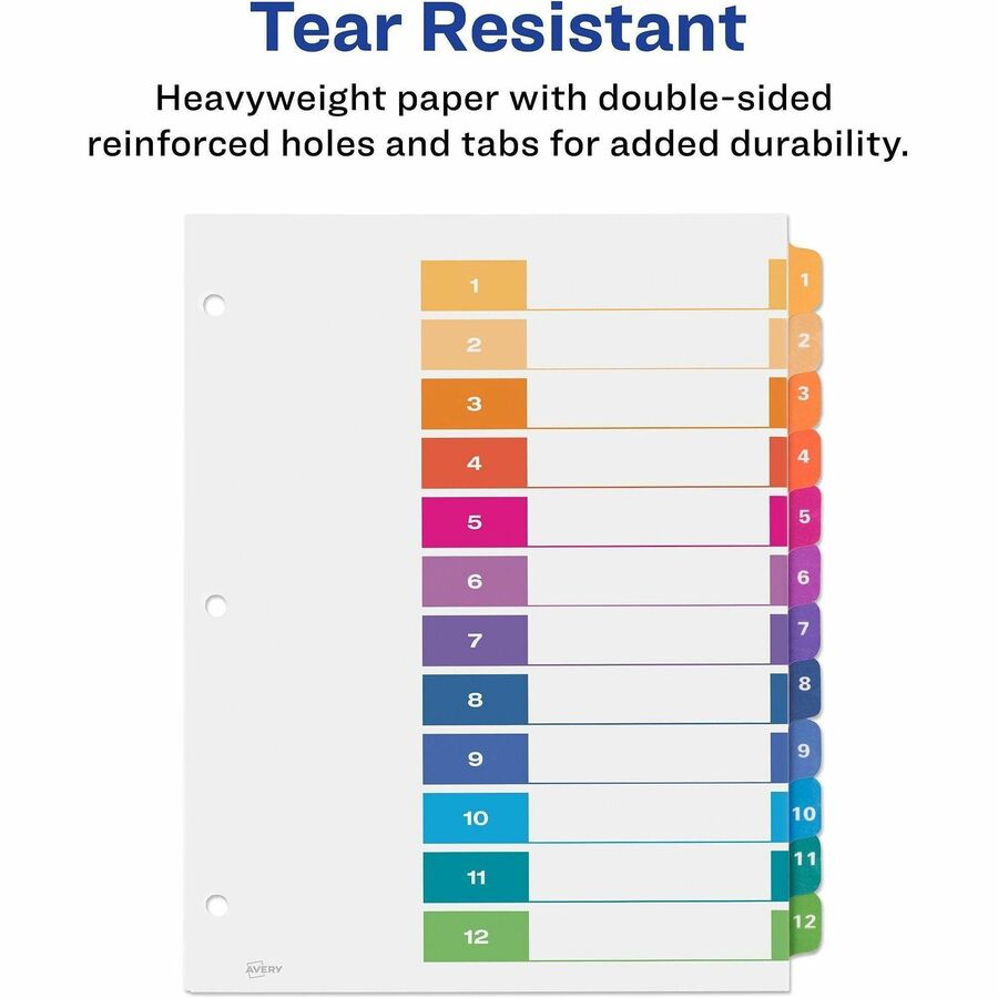 Avery&reg; Ready Index&reg; Table of Content Dividersfor Laser and Inkjet Printers, 12 tabs - 11141