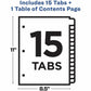 Avery&reg; Ready Index&reg; Table of Content Dividers for Laser and Inkjet Printers, 15 tabs - 11142