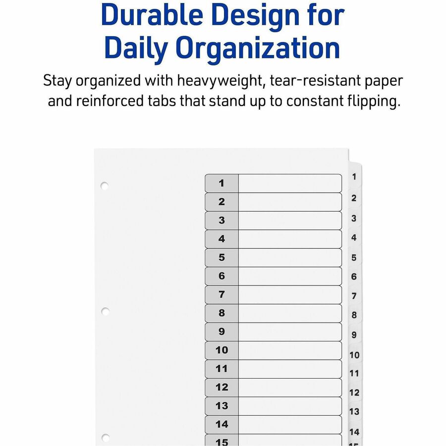 Avery&reg; Ready Index&reg; Table of Content Dividers for Laser and Inkjet Printers, 15 tabs - 11142