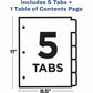 Avery&reg; Ready Index&reg; Table of Content Dividersfor Laser and Inkjet Printers, 5 tabs, 1 set - 11131
