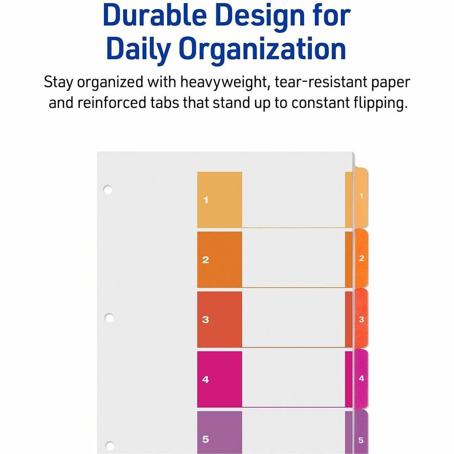 Avery&reg; Ready Index&reg; Table of Content Dividersfor Laser and Inkjet Printers, 5 tabs, 1 set - 11131