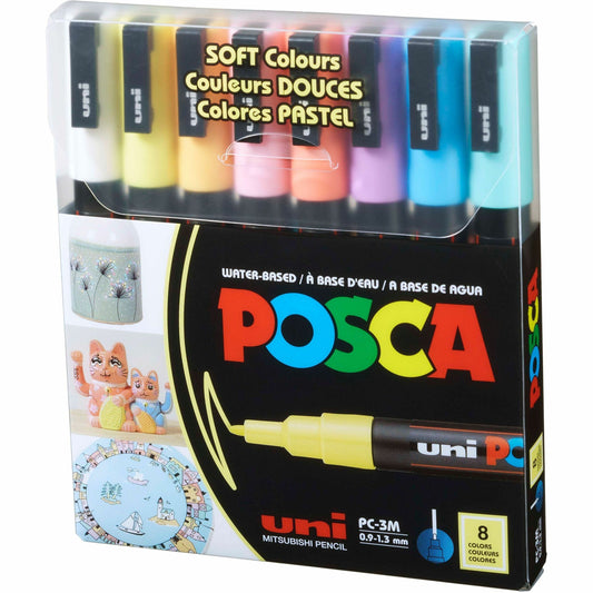 uni&reg; POSCA PC-3M, Soft Colors Water-Based Paint Markers (8 Pack)