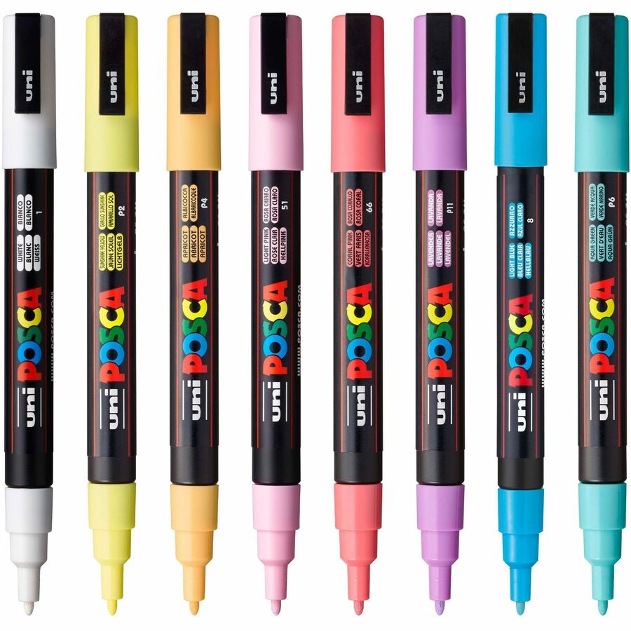uni&reg; POSCA PC-3M, Soft Colors Water-Based Paint Markers (8 Pack) - PC3M8CSOFTCOLORS