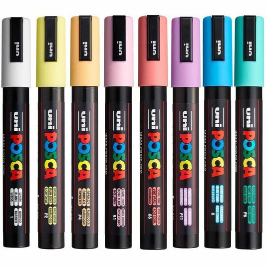 uni&reg; POSCA PC-5M, Soft Colors Water-Based Paint Markers (8 Pack)