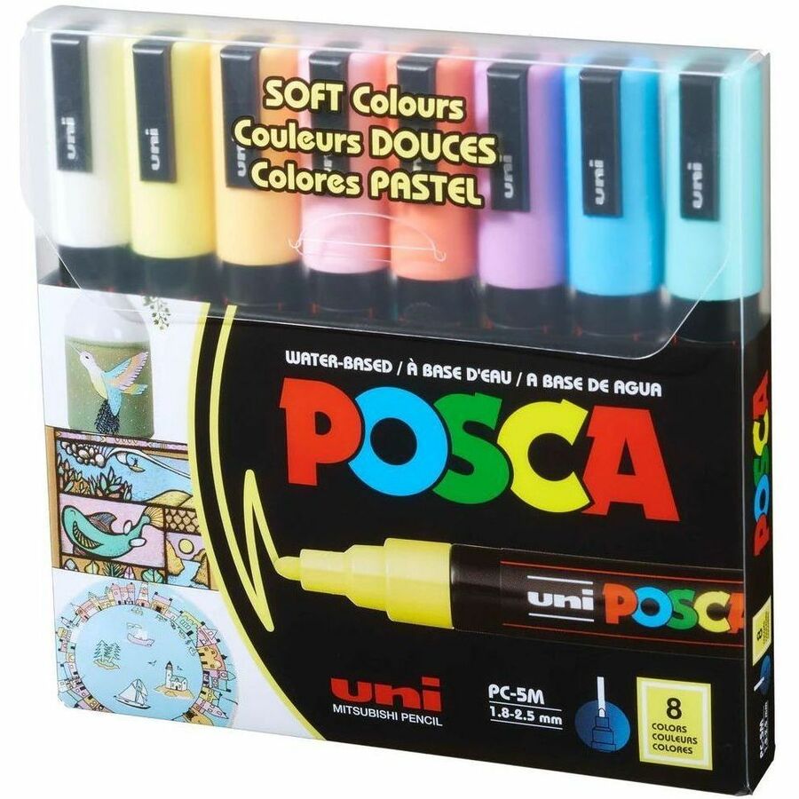 uni&reg; POSCA PC-5M, Soft Colors Water-Based Paint Markers (8 Pack) - PC5M8CSOFTCOLORS