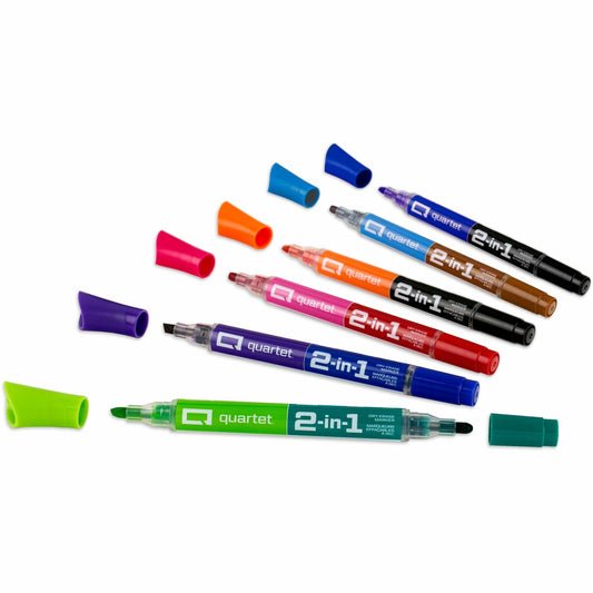 Quartet Dual Tip Dry-Erase Markers 6/PK Asst Cols