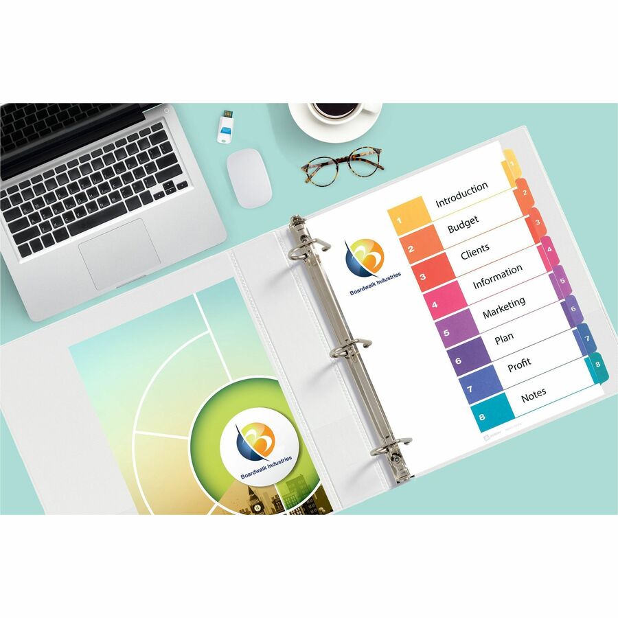 Avery&reg; Ready Index&reg; Table of Content Dividersfor Laser and Inkjet Printers, 8 tabs, 1 set - 11133
