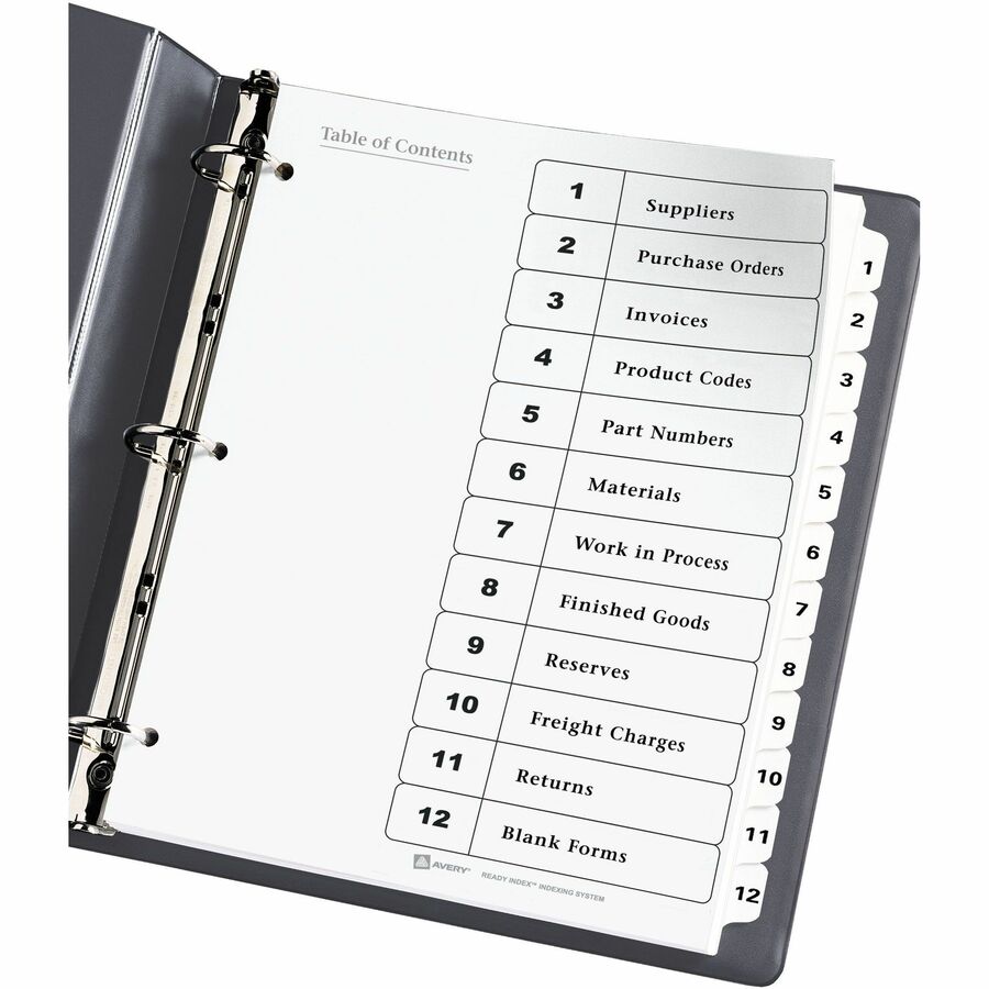 Avery&reg; Ready Index&reg; Table of Content Dividersfor Laser and Inkjet Printers, 12 tabs - 11140