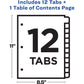 Avery&reg; Ready Index&reg; Table of Content Dividersfor Laser and Inkjet Printers, 12 tabs - 11140