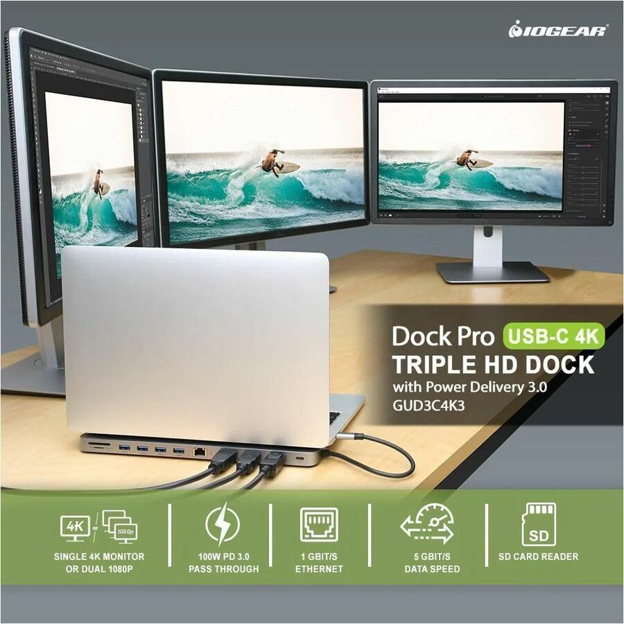 IOGEAR Dock Pro USB-C Triple HD Dock - 6810649