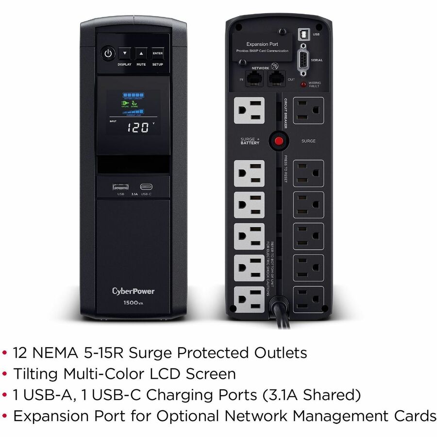 CyberPower PFC Sinewave UPS CP1500PFCLCD 1500VA Mini-tower UPS - 4754835