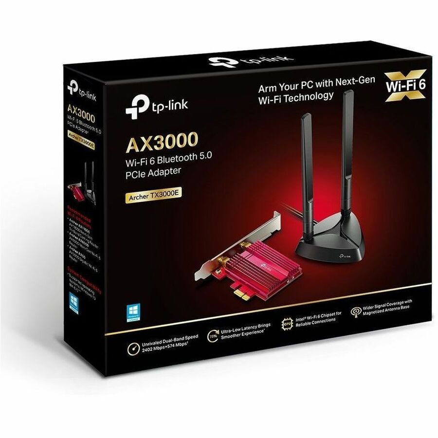 TP-Link Archer TX3000E IEEE 802.11 a/b/g/n/ac/ax Bluetooth 5.0 Dual Band Wi-Fi/Bluetooth Combo Adapter for Desktop Computer, Gaming Controller, Headphone, Keyboard - 6462501