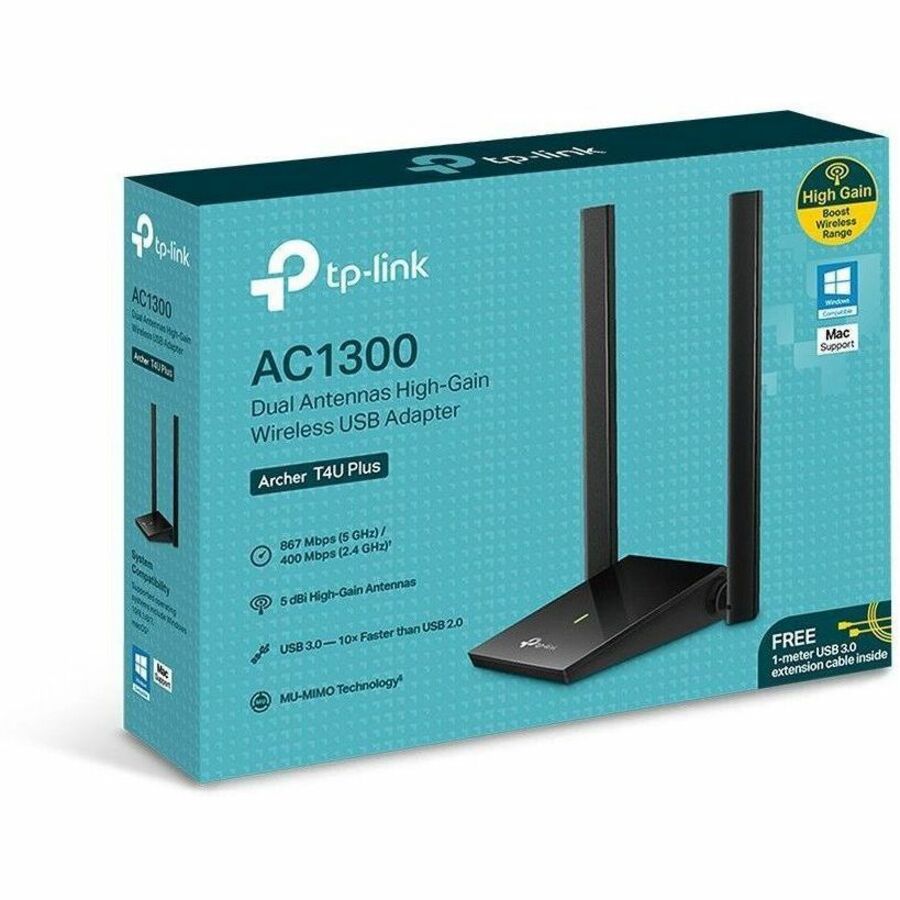 TP-Link Archer T4U Plus IEEE 802.11 a/b/g/n/ac Dual Band Wi-Fi Adapter for Desktop Computer, Notebook - 6677587