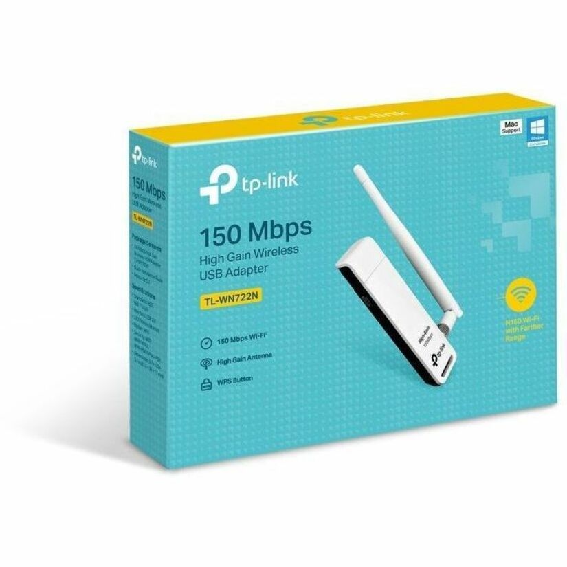 TP-Link TL-WN722N IEEE 802.11b/g/n Single Band Wi-Fi Adapter for Desktop Computer, Notebook - 4888204