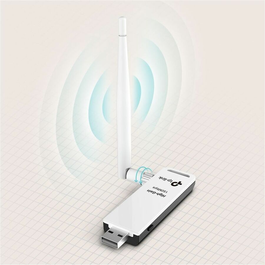 TP-Link TL-WN722N IEEE 802.11b/g/n Single Band Wi-Fi Adapter for Desktop Computer, Notebook - 4888204