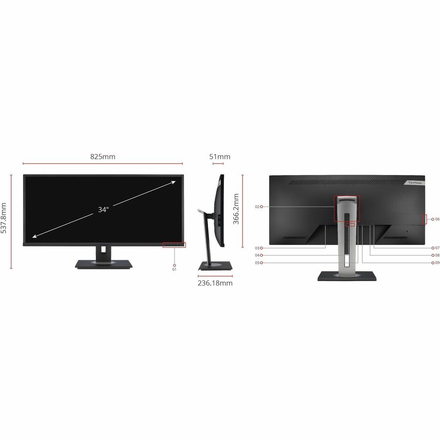 ViewSonic Graphic VG3456 34" Class UWQHD LED Monitor - 21:9 - Black - 6735150