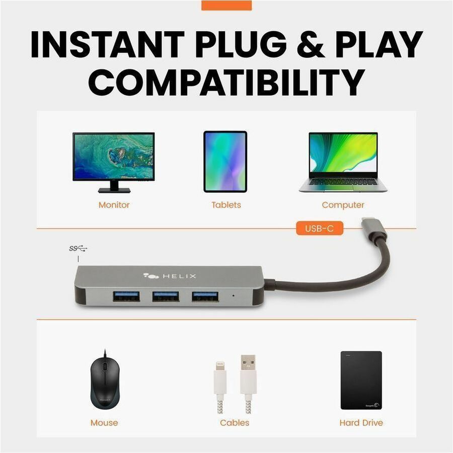 Helix USB-C to 4-Port USB-A Hub - 117-0578