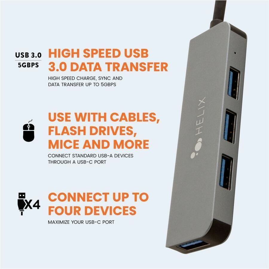 Helix USB-C to 4-Port USB-A Hub - 117-0578