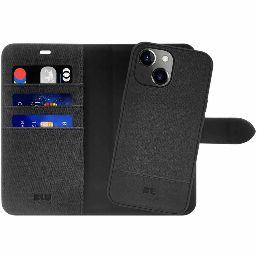 Blu Element Carrying Case (Folio) Apple iPhone 16e, iPhone 15, iPhone 14, iPhone 13 Smartphone - Black - BE2I1FIPWMSIP15