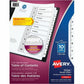 Avery Ready Index&reg; Table of Contents Dividers 10 Tabs, for Laser and Inkjet Printers