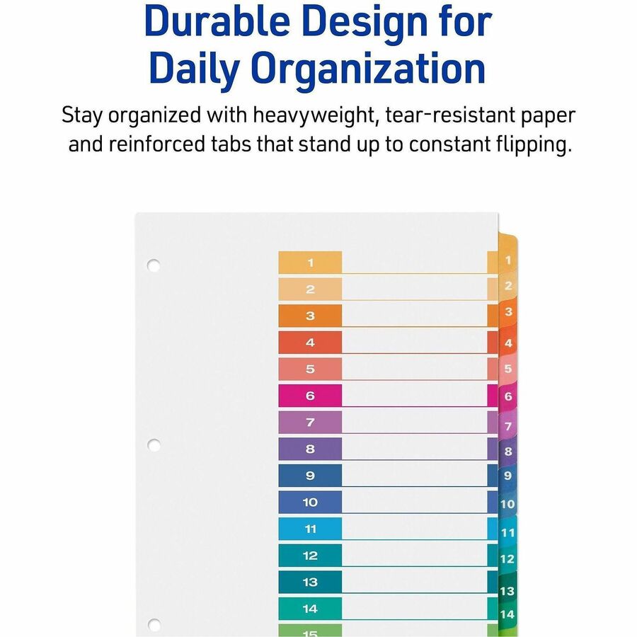 Avery&reg; Ready Index&reg; Table of Content Dividersfor Laser and Inkjet Printers, 15 tabs, 1 set - 11143