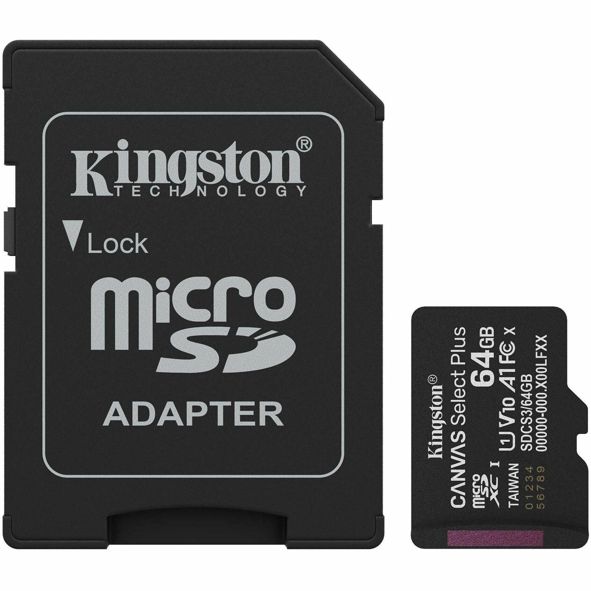 Kingston Canvas Select Plus 64 GB Class 10/UHS-I (U1) V10 microSDXC - 1 Each