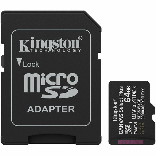 Kingston Canvas Select Plus 64 GB Class 10/UHS-I (U1) V10 microSDXC - 1 Each