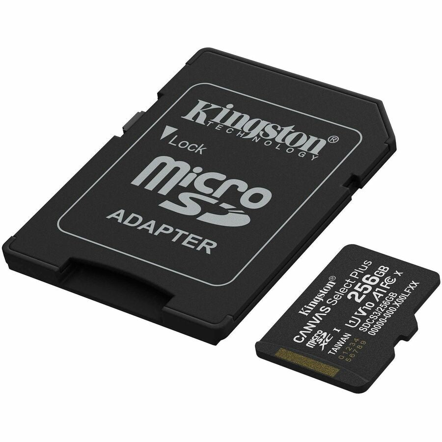Kingston Canvas Select Plus 256 GB Class 10/UHS-I (U1) V10 microSDXC - 1 Each - SDCS3/256GB