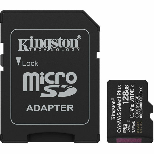 Kingston Canvas Select Plus 128 GB Class 10/UHS-I (U1) V10 microSDXC - 1 Each