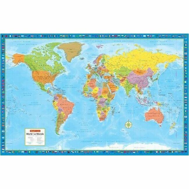 MapArt World Laminated Wall Map - 1225