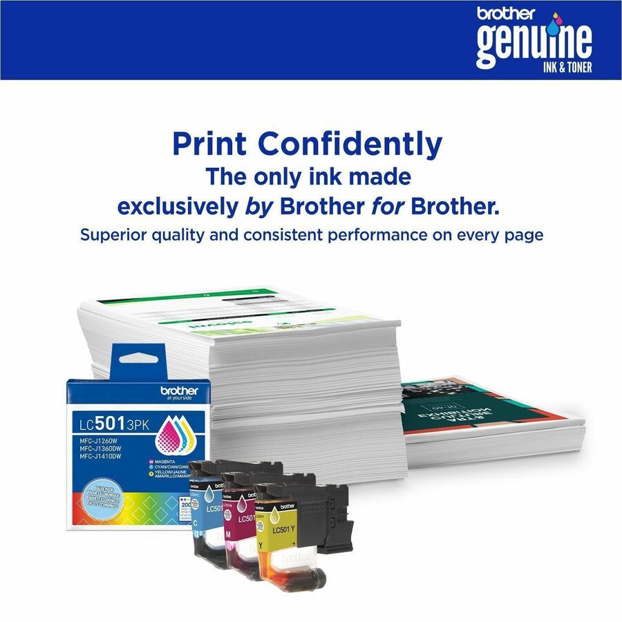 Brother LC501 3PK Original Standard Yield Inkjet Ink Cartridge - Cyan, Magenta, Yellow - 1 Each - LC5013PKS