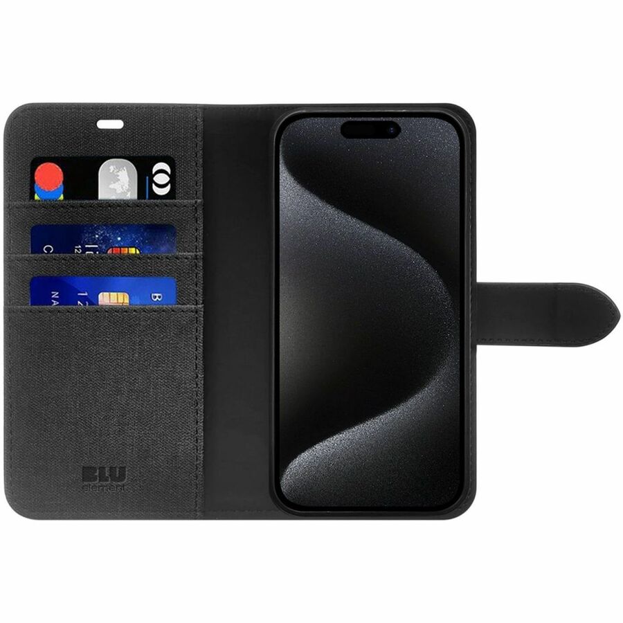 Blu Element Carrying Case (Folio) Apple iPhone 16 Smartphone - Black - BEF2N116B1