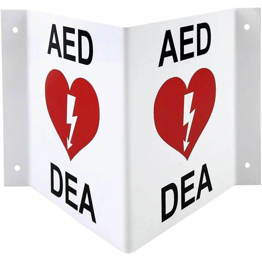 First Aid Central AED Wall Sign (Bilingual)