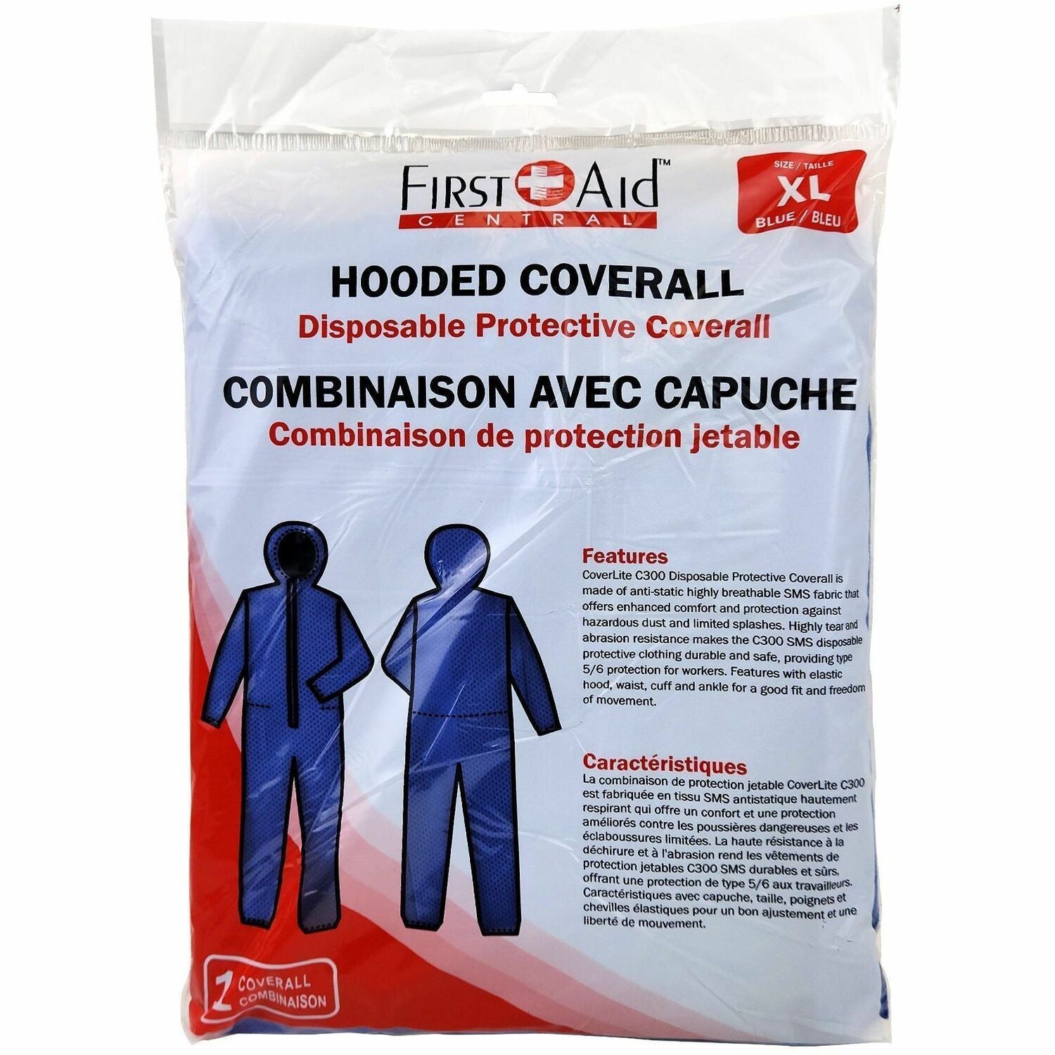 First Aid Central Disposable Hooded Coverall (XL)