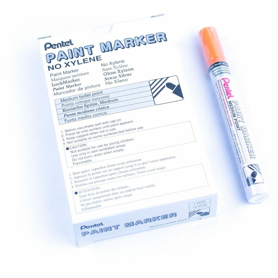 Pentel Paint Marker, Medium Point, Bullet Tip, Orange Ink - MMP10-F