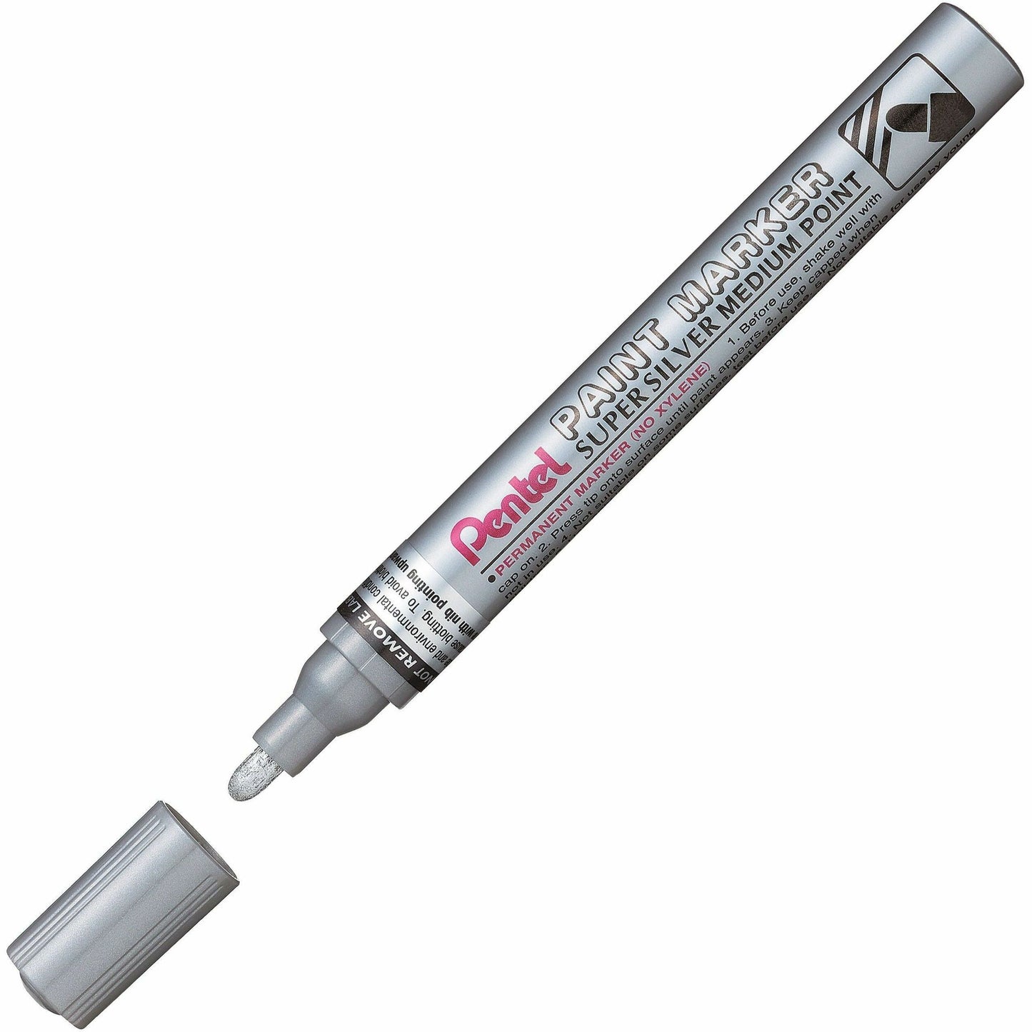 Pentel Paint Marker, Medium Point, Bullet Tip, Silver Ink