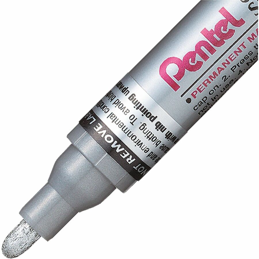 Pentel Paint Marker, Medium Point, Bullet Tip, Silver Ink - MMP10-Z