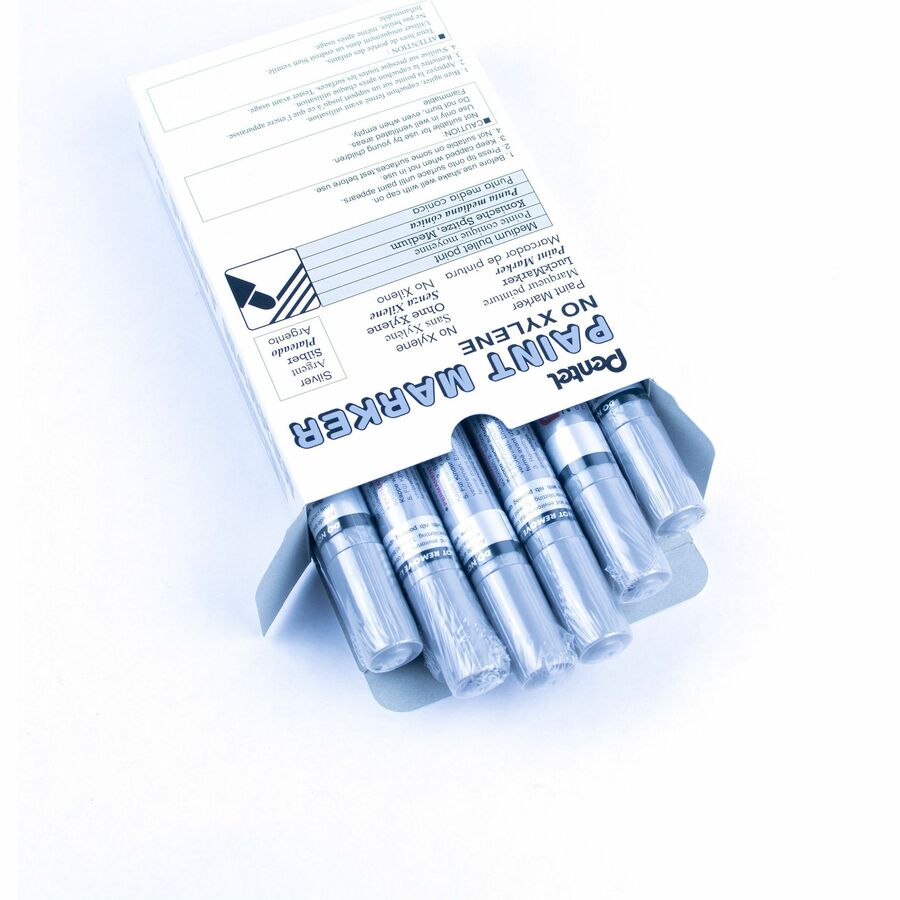 Pentel Paint Marker, Medium Point, Bullet Tip, Silver Ink - MMP10-Z