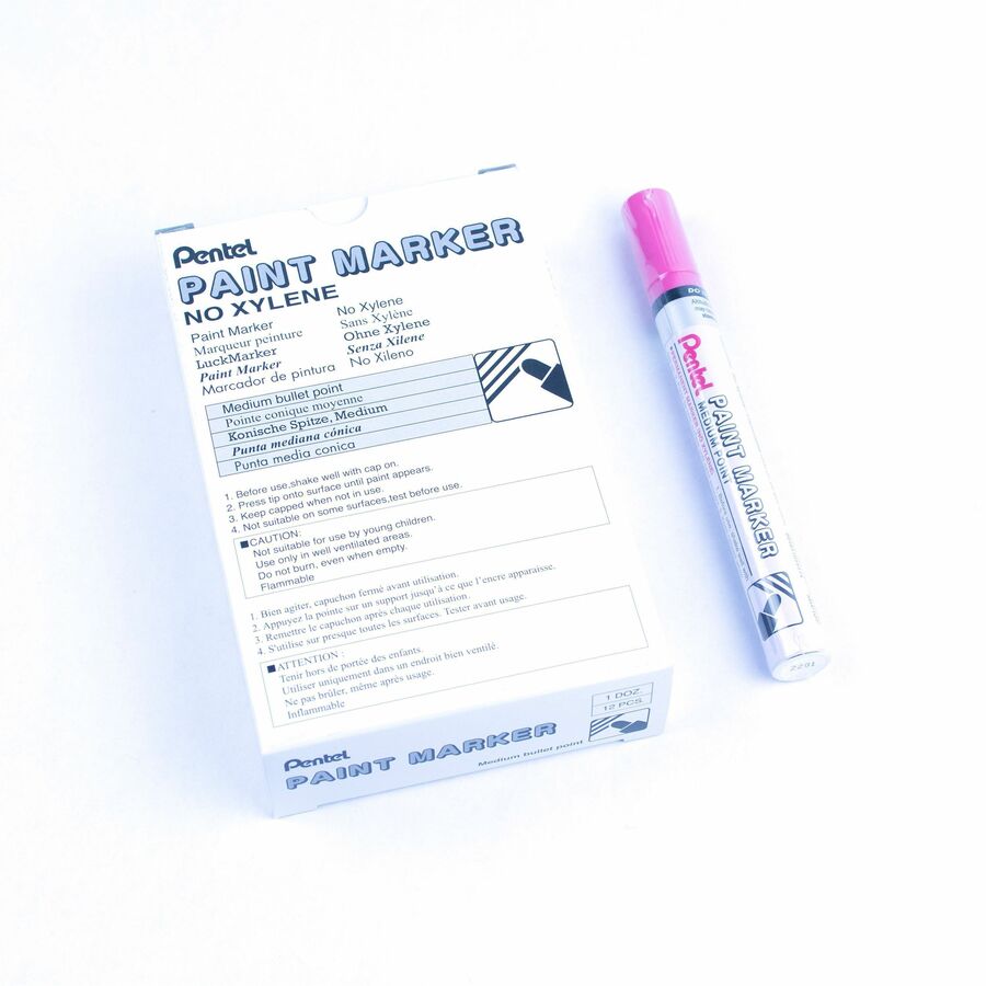 Pentel Paint Marker, Medium Point, Bullet Tip, Pink Ink - MMP10-P