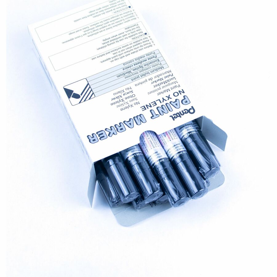 Pentel Paint Marker, Medium Point, Bullet Tip, Black Ink - MMP10-A