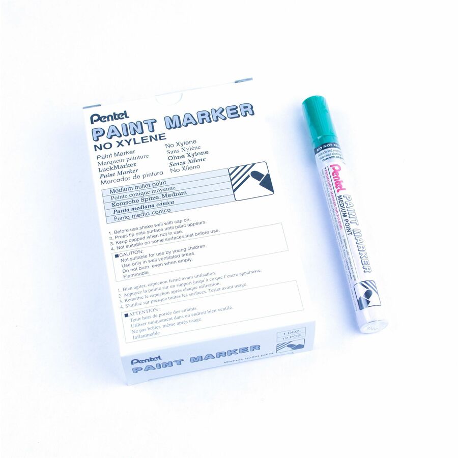 Pentel Paint Marker, Medium Point, Bullet Tip, Green Ink - MMP10-D