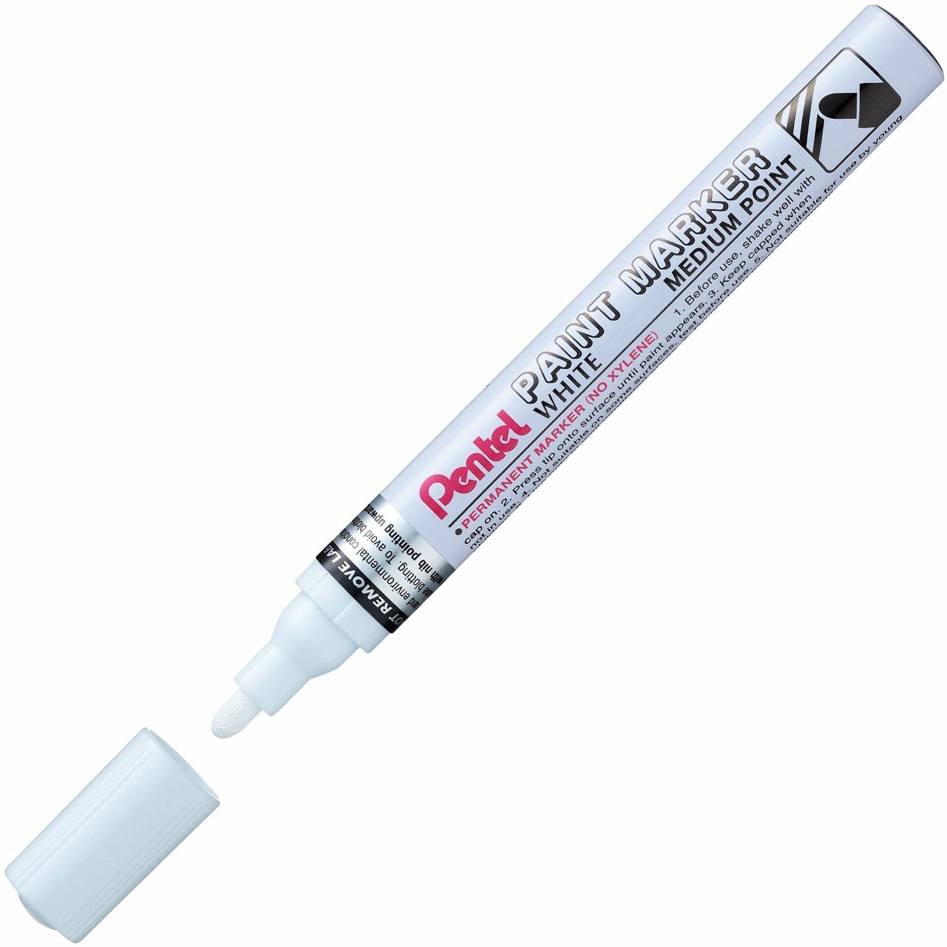 Pentel Paint Marker, Medium Point, Bullet Tip, White Ink