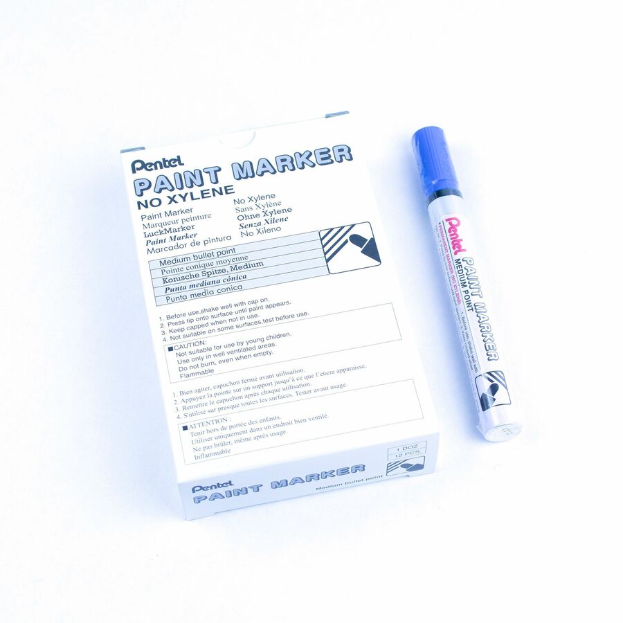 Pentel Paint Marker, Medium Point, Bullet Tip, Blue Ink - MMP10-C