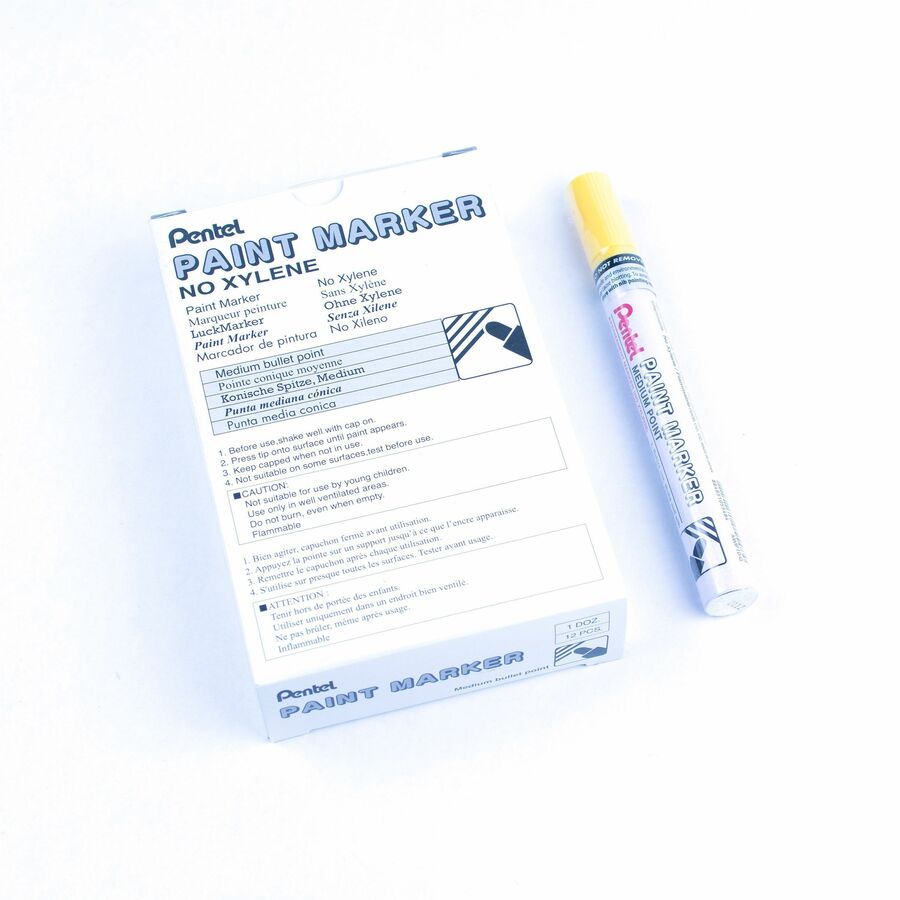 Pentel Paint Marker, Medium Point, Bullet Tip, Yellow Ink - MMP10-G