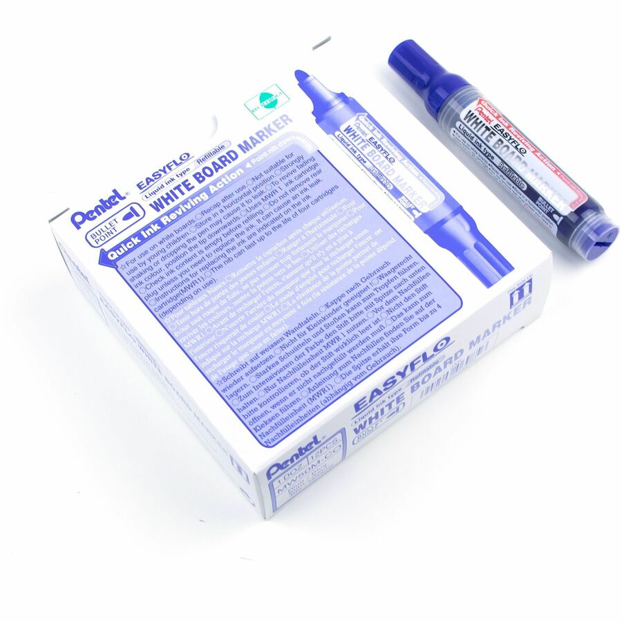Pentel Easyflo White Board Marker, Bullet Point, (6.0mm) Blue Ink - MW50M-C