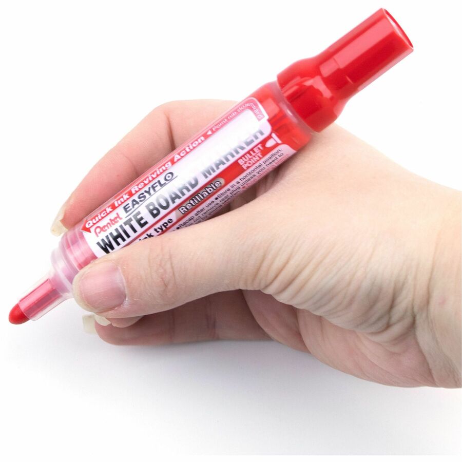 Pentel Easyflo White Board Marker, Bullet Point, (6.0mm) Red Ink - MW50M-B
