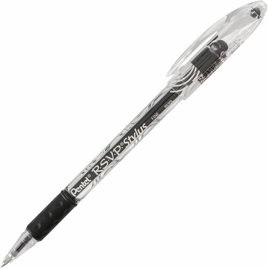 Pentel R.S.V.P. Stylus Ballpoint Pen, (0.7mm), Black Ink, 2PC Pack - BK90LBP2-A