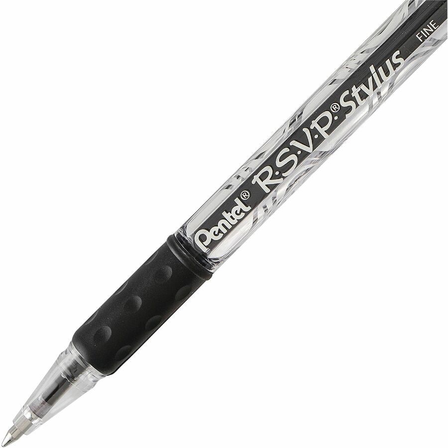 Pentel R.S.V.P. Stylus Ballpoint Pen, (0.7mm), Black Ink, 2PC Pack - BK90LBP2-A